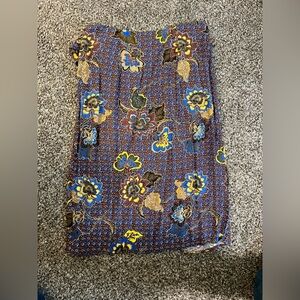 Sezane Floral Patterned Skirt - Blue and Yellow